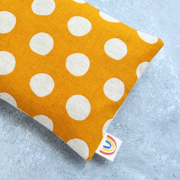 Weighted Lavender Eye Pillow Hot Cold Yellow Polka Dot Japanese Linen - Picture 2 of 3